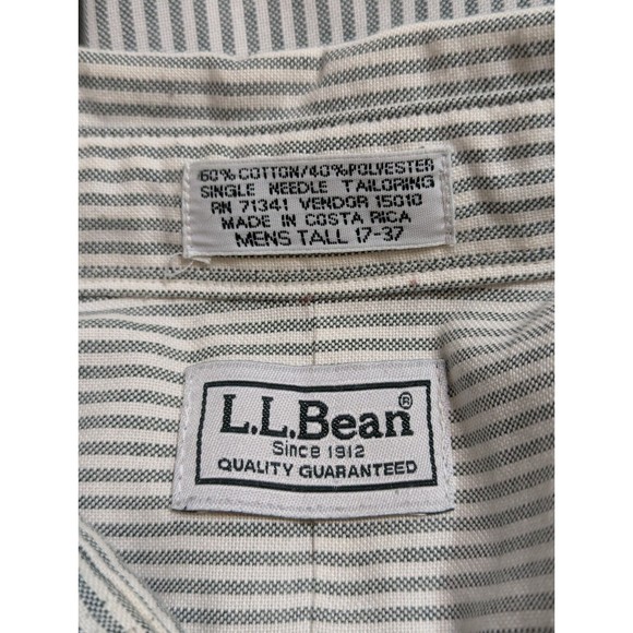 LL Bean Dress Shirt‎ Mens Size Tall 17-37 Single Needle Tailoring 17" Neck Gray - Picture 9 of 9